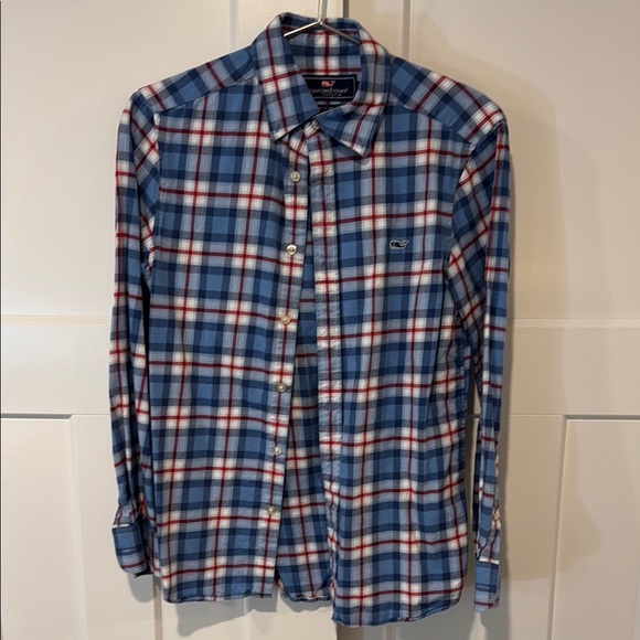 Vineyard Vines Blue and Red Casual Button Down Shirt - Picture 1 of 4